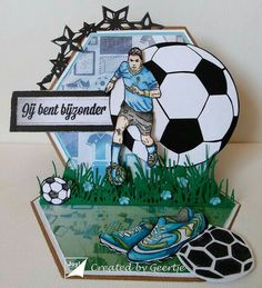 a close up of a card with a soccer ball