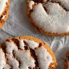 some cookies with icing on top of them