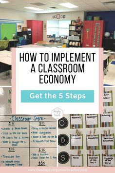 classroom decor with text overlaying how to implement a classroom economy get the 5 steps