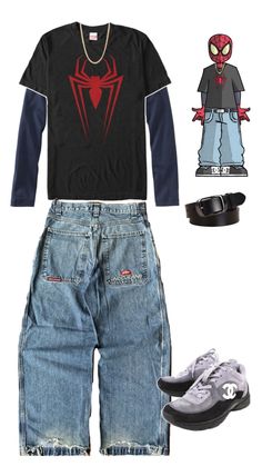 Spiderman Outfit, Baggy Outfit Ideas, Silly Clothes, Funky Outfits, Street Fashion Men Streetwear, Outfit Inspo Casual, Guys Clothing Styles, Cool Outfits For Men, Swaggy Outfits