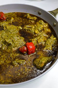 the food is prepared and ready to be eaten in the pot on the stove top