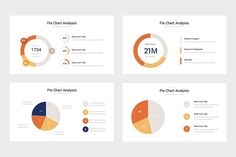 four different pie chart templates for powerpoint and google slides with pie chart diagrams in the middle