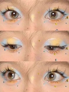 Dr Makeup, Moodboard Theme, Skincare Headband, Shower Makeup, Eyeshadow Blue, Maquillage On Fleek, Yellow Makeup, Cute Eye Makeup