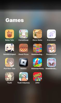 an iphone screen with many different app icons on the screen and in the background, there is text that reads games