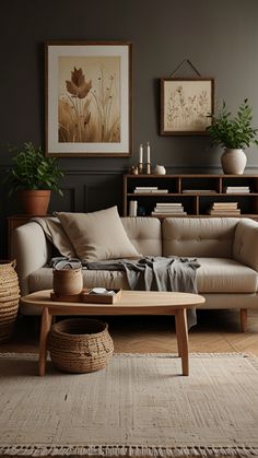 a living room filled with furniture and plants