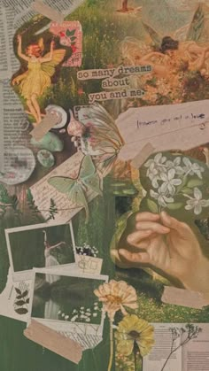 altered collage with flowers and pictures on it