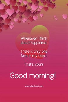 a pink background with hearts and the words good morning