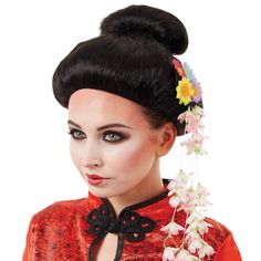 PRICES MAY VARY. HIGH QUALITY WOMENS GEISHA WIG: Packet contains a black wig with bun and the colourful flower hair clip is included! Available in one size which fits most adults. Our geisha wig women. Easy to wear and durable Founded in 2009 by 3 friends with a passion for costumes, we now have 100s of designs all manufactured to the high standards of quality, fit and design. We have offices in the US, UK and Europe. Perfect for geisha custome women, japanese wig, Japanese costume, geisha wig, Japanese Wig, Asian Hair Accessories, Black Bun, Geisha Hair, Japanese Costume, Hair Tuck, Asian Cosplay, Chinese Hair, Unique Costumes