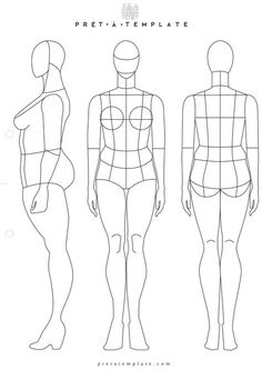 the front and back view of a woman's body in three different positions, with measurements