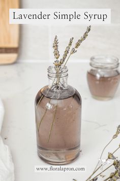 lavender simple syrup recipe in a glass bottle