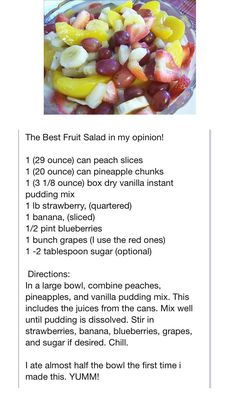 the recipe for this fruit salad is shown in an image above it's description