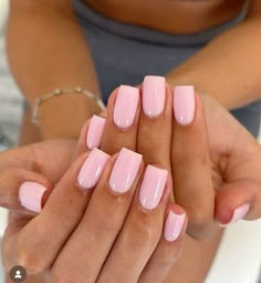 Pink Biab Nails, Nails Baby Pink, Sqaure Nails, Pink Tip Nails, Hoco Nails, Nails Sets, Cruise Nails, Baby Pink Nails, Pink Gel Nails