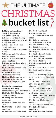 the ultimate christmas bucket list for families and friends to help them get into the holiday spirit