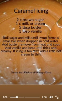 caramel icing recipe with instructions in english