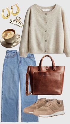 jeans and sweater, coffee shop outfit, sahm outfit, coffee, latte Coffee Shop Outfit, Sahm Outfits, Jeans And Sweater, Outfit Modest, Fashion Collage, Granola Girl, Coffee Latte, Outfit Inspo Fall, Fall Winter Outfits