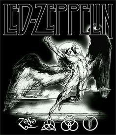 the cover art for led - zepplin's album, with an angel and two