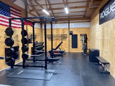 the gym is equipped with all kinds of weight machines and barbells for strength