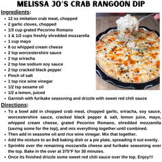 the recipe for mellisa's crab rangoon dip