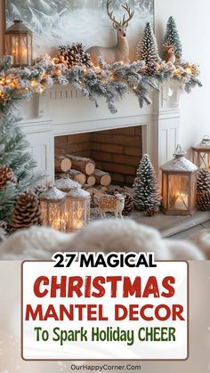 Christmas Mantel With Candles, Farmhouse Christmas Mantels, Christmas Mantels Decorations, Christmas Mantal, Christmas Mantels Rustic, Holiday Mantle Decor Christmas, Christmas Fireplace Mantle, Christmas Mantel Ideas