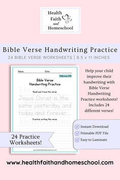 Bible verse handwriting practice worksheets to help kids who are learning how to write. Bible Verse Tracing, Christian Homeschool Curriculum, Practice Tracing, Handwriting Practice Worksheets, Tracing Sheets, Christian Homeschool, Homeschool Inspiration, Bible Study Lessons, Homeschool Learning