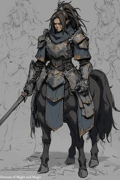 Centaur Dnd Character, Strix Pathfinder, Bounty Hunter Dnd, Centaur Paladin, Centaur Armor, Centaur Knight, Dnd Npc Art, Dnd Knight, Monster Artwork