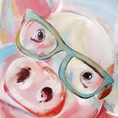 They say beauty is in the eye of the beholder. Art is too. Add a little character to any room in your home with our 18in. Studious Piglet Print canvas wall art. The possibilities are endless with this pink, blue, gold, tan and white multi wall decor. A multicolor whimsical boy pig in glasses portrait creates visual interest against a visually interesting backdrop. Hang this wall decor to make a bold statement and to add a touch of personality to your home decor. | Studious Piglet Print Canvas Wa Whimsical Pig Painting, Glasses Portrait, Beholder Art, Pig Painting, Outdoor Patio Lights, Eye Of The Beholder, Home Store, At Home Store, Whimsical Art