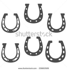 six horseshoes with holes in the shape of an oar, on a white background