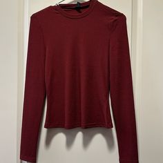 New Never Worn, Size Small Holland House, Burgundy Blouse, Maroon Shirts, Mesh Shirt, Red Long Sleeve, Shein Tops, Wine Red, Shirt Color, Holland