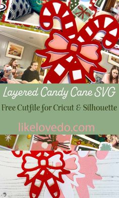 a collage of candy cane svg cut files for cricut and silhouette