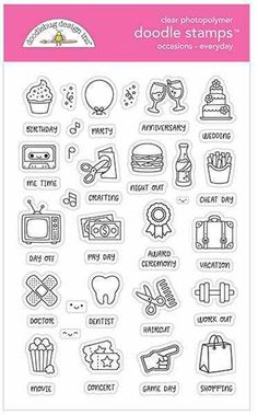 the doodle stamp set features different things