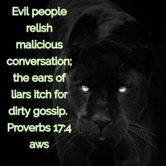 a black panther with the words evil people relish mallous conversation, the ears of liars teach for dirty gossip provers'744 aws