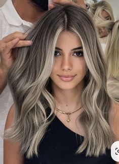 Jessi Ngatikaura Hair, Ash Blonde Balayage On Brown Skin, Dark Brown Ash Blonde Balayage, Ash Brown Hair Balayage Blonde, Dimensional Blonde Balayage On Dark Hair, Ash Brown Balayage On Brown Hair, Ash Blonde Dimensional Hair, Chocolate Brown Hair With Blonde Streaks, Fair Skin Brown Eyes Hair Color