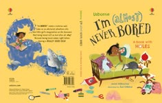 i'm almost never bored book cover with illustrations of children sitting on a couch