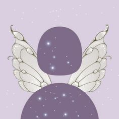 an angel with white wings on a purple background