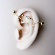 a pair of ear piercings that are attached to the back of a fake ear