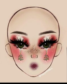 Winter Elf Makeup, Alt Christmas Makeup, Elf Makeup Looks Christmas, Creative Christmas Makeup Ideas, Christmas Make Up Looks, Christmas Makeup Art, Creative Christmas Makeup Looks, Christmas Glam Makeup