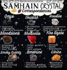 Crystals For Samhain, Samhain Intentions, Samhain Spells Witchcraft, Samhain Spell Jar, Samhain Crystals, Celebrating Samhain, Witchy Notes