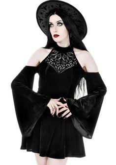 Unique Clothes, Rose Window, Goth Dress, Gothic Dress, Rave Wear, Mesh Panel, Long Sleeve Mini