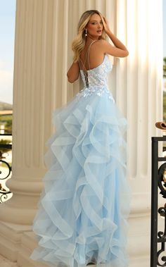 Cute Long Prom Dresses, Horsehair Hem, Sequin Embellishment, Winter Blue, Led Dress, Unique Prom Dresses, Blue Tulle, Cute Prom Dresses, Pretty Prom Dresses