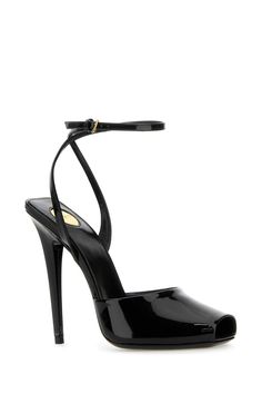 Black Leather Le Scandal Sandals Saint Laurent Sandals, Saint Laurent Women, Nude Shoes, Bottega Veneta Shoulder Bag, Peep Toe Sandals, Valentino Bags, Sneaker Wedge, High End Fashion, Tory Burch Shoes