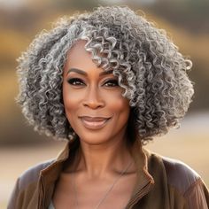 Get the perfect look with Soul Lady Seniors Wig - a salt and pepper curly bob wig made of real human hair. With its 5x5 HD lace, it's perfect for women over 60 looking for a natural and stylish wig. Get ready to turn heads and feel confident with this high-quality gray wig. Full Volume Hair, Hd Lace Wigs, Grey Curly Hair, Salt And Pepper Hair, Beautiful Gray Hair, Curly Bob Wigs, Grey Wig, Natural Gray Hair, Pelo Afro