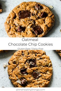 oatmeal chocolate chip cookies with text overlay