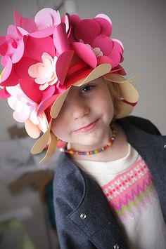 coolest paper hat EVER! Must try to do a version of this Paper Botanicals, Easter Hat Parade, Crazy Hat, Crazy Hat Day, Easter Hats, Mask Art, Hat Day, Easter Bonnet