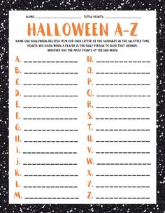 Halloween A-Z Halloween Scattergories Halloween Games | Etsy Halloween Scattergories, Games Halloween Party, Party Games Halloween, Wicked Party, Games Group, Camp Games, Games Halloween, School Halloween Party