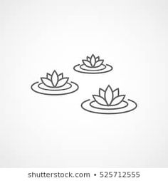 three waterlilies floating on top of each other with leaves in the middle, line art