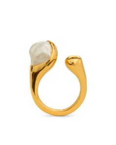 Cult Gaia Astrid Imitation Pearl Open Ring Luxury Timeless Open Pearl Ring, Luxury Unique Open Pearl Ring, Elegant Pearl Open Ring In Metal, Luxury Gold Open Pearl Ring, White Pearl Open Ring In Metal, Cult Gaia, Open Ring, Gold Tones, In Store