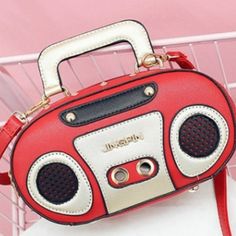 Radio Shoulder Bag Materialleather Trendy Portable Leather Box Bag, Large Capacity Red Faux Leather Bag, Red Rectangular Faux Leather Bag, Red Retro Top Handle Shoulder Bag, Retro Red Top Handle Shoulder Bag, Retro Red Pouch Bag, Retro Portable Crossbody Shoulder Bag, Trendy Red Pouch Box Bag, Portable Retro Crossbody Shoulder Bag