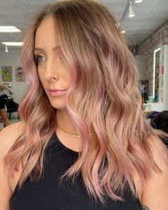 Alli Sagiv on Instagram: "This pink is to dyeeee for 😍 ✨ Used BlondeMe @schwarzkopfusa to balayage and Blush @pulpriothair for the most perfect pink ✨ . . . .#longislandhairstylist #longislandhair #pinkhair #blondeme #pulpriot #blushhair #modernsalon #behindthechair #behindthechairstylist" Dark Blonde Pink Balayage, Pink Dark Blonde Hair, Blonde To Pink Balayage, Rose Pink Balayage, Level 8 Blonde Balayage, Pink In Blonde Hair, Pink Blonde Balayage, Light Pink Balayage