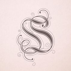 the letter s is made up of swirls and curls in black on white paper