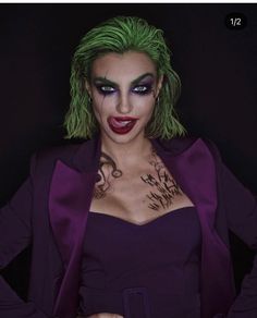 Female Joker Halloween, Joker Halloween Makeup, Joker Halloween Costume, Joker Joker, Halloweenský Makeup, Female Joker, Uhyggelig Halloween, Joker Halloween, Joker Makeup